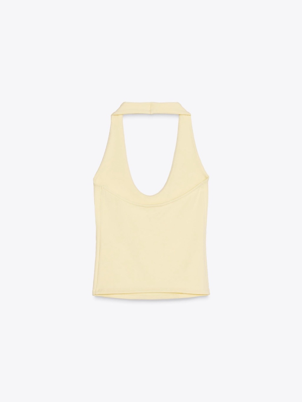 Zara Pale Yellow Ribbed Halter Top